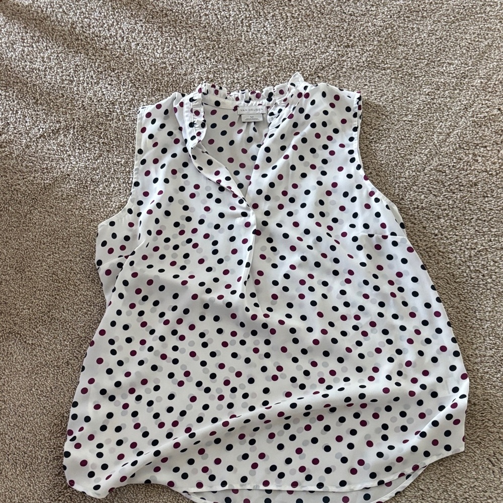 Van Heusen Sleeveless Blouse with Polka Dots